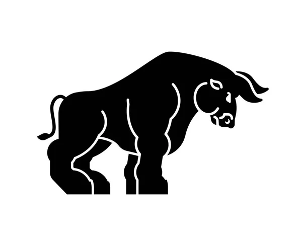 Bull Black Strong Isolated Big Power Buffalo — Stock Vector