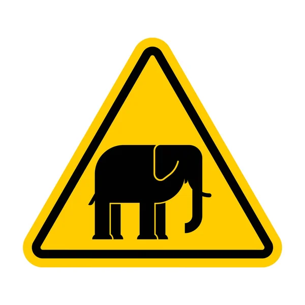 注意大象 注意非洲动物 黄路标危险 — 图库矢量图片