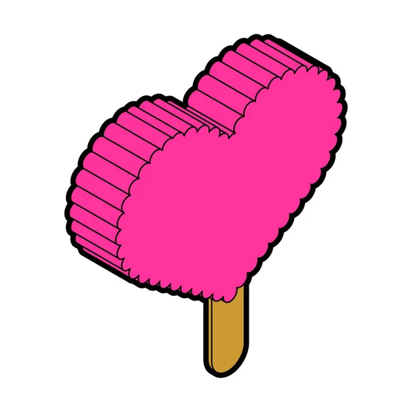 Love Ice Cream Stick Heart Fanny Cold Sweetness Cartoon Vector — Stock Vector
