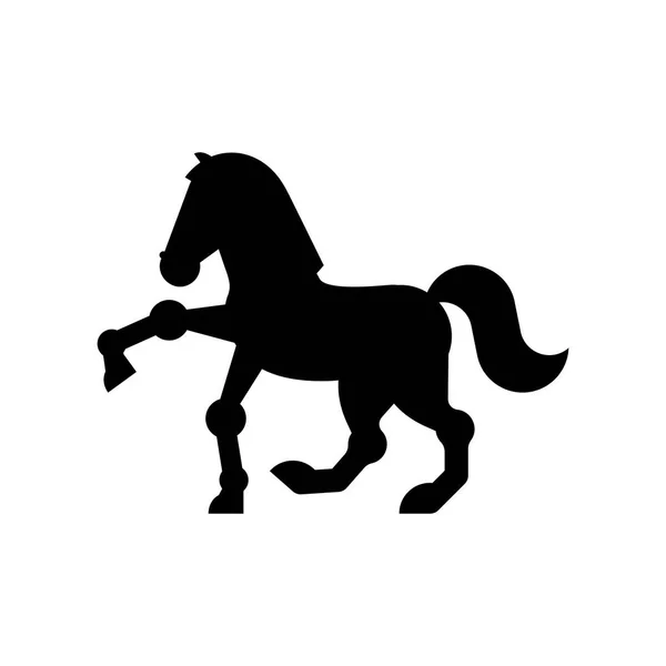 Zwarte Paard Teken Pictogram Steed Symbool Cartoon Dierlijke Vector — Stockvector