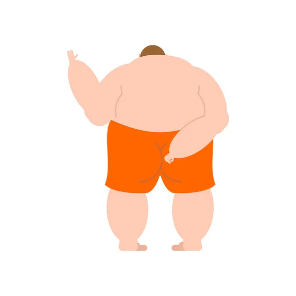 Hombre Gordo Vuelta Desnudo Aislado Ilustración Del Vector Espalda Del — Vector de stock