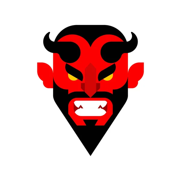 Голова Дьявола Красное Демоническое Лицо Рогатый Сатана Намордник Векторная Иллюстрация — стоковый вектор