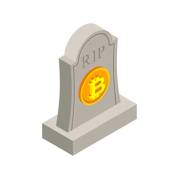 Rip Muerte Bitcoin Lápida Para Criptomoneda Dinero Electrónico Lápida Tumba — Archivo Imágenes Vectoriales