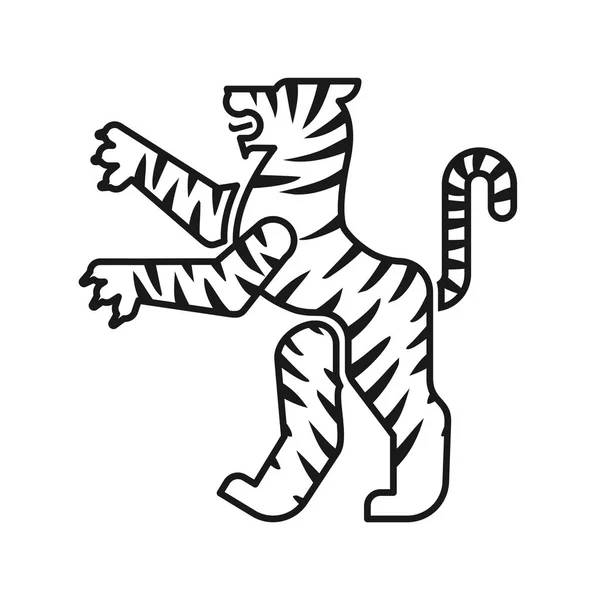 タイガー紋章動物のシルエット 紋章付き外衣のモンスター 紋章デザイン要素 — ストックベクタ