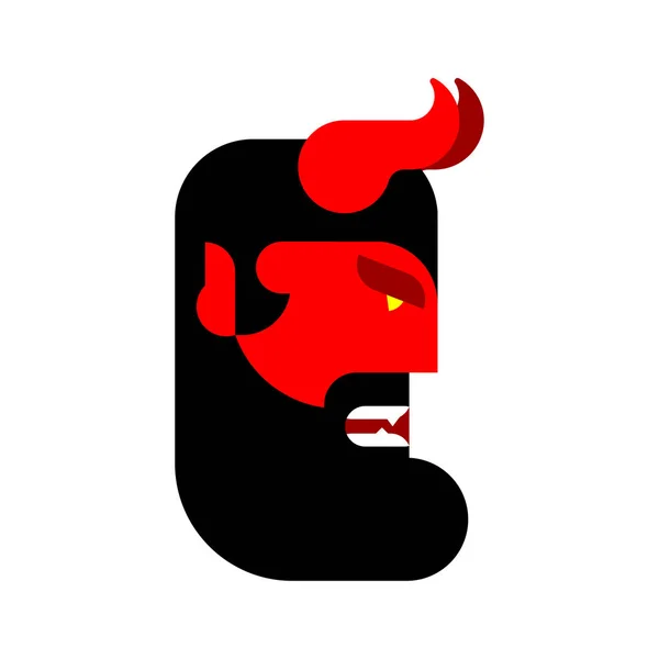 Tête Satan Face Démon Rouge Muselière Cornes Diaboliques Illustration Vectorielle — Image vectorielle