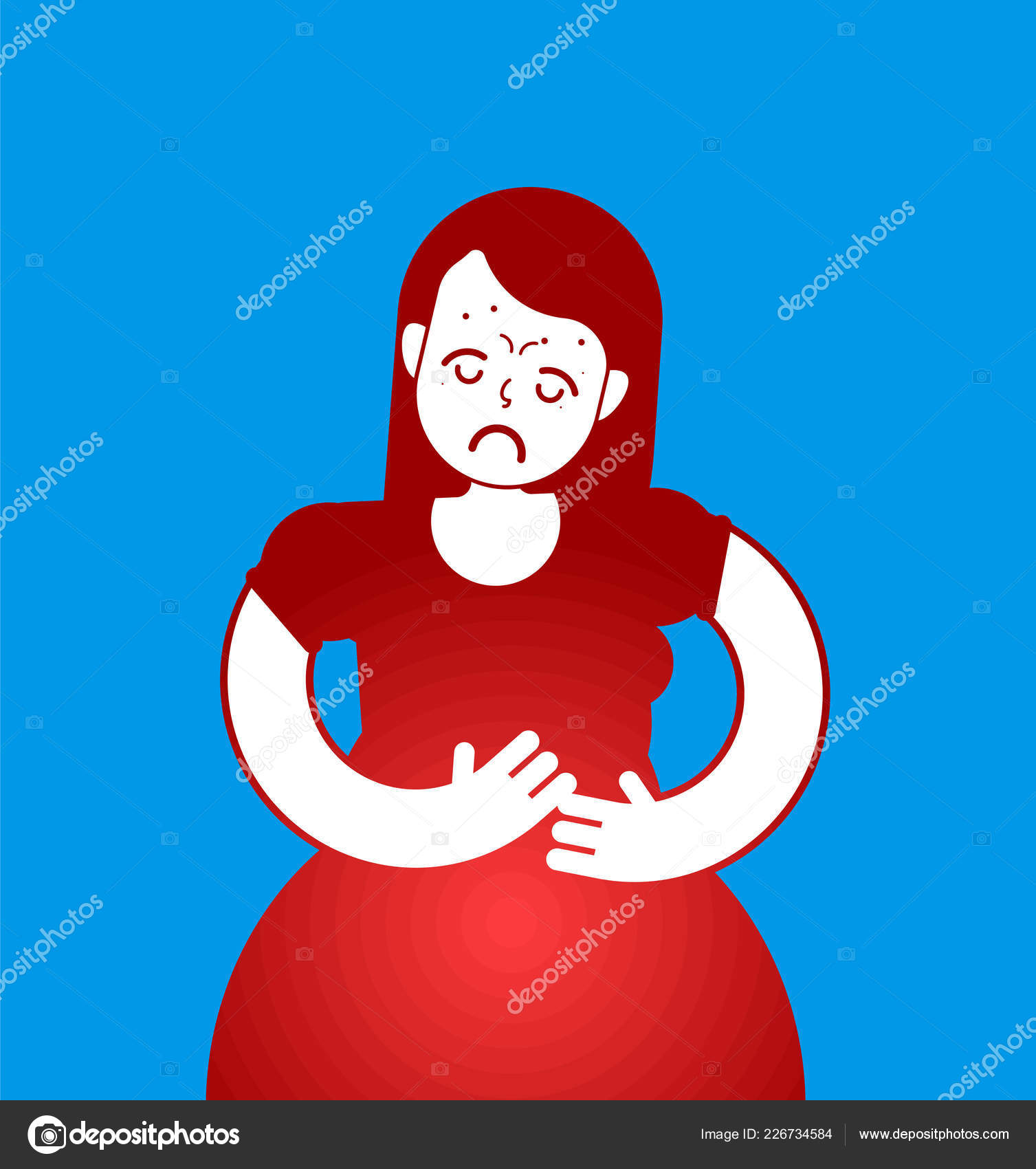 Icono Pms Dolor Menstrual Signo Chica Mujer Que Sufre Dolor