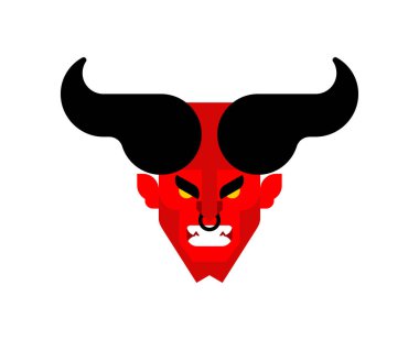 Asmodeus şeytan boynuzu kafa ile. Beelzebub karanlığın efendisi. Lucifer patronu oluyor. Kırmızı Şeytan yüz. Boynuzlu şeytan namlu.