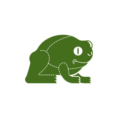 Et kurbağa kesme. Anuran siluet düzeni satırları farklı parça et. Nasıl et amfibi kesmek için. Poster kasaplar diyagramı et için depolar. Barbekü ve biftek, lezzetli yemekler