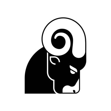 RAM kafa simgesi. Boynuzlu koyun yüz. Çiftlik hayvanı 