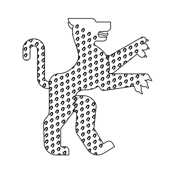 ヒョウ紋章動物線形スタイル 紋章付き外衣のモンスター 紋章デザイン要素 — ストックベクタ