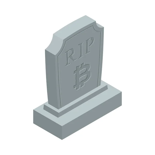 Смерть Биткойна Rip Надгробие Криптовалют Могильный Камень Электронные Деньги Могила — стоковый вектор