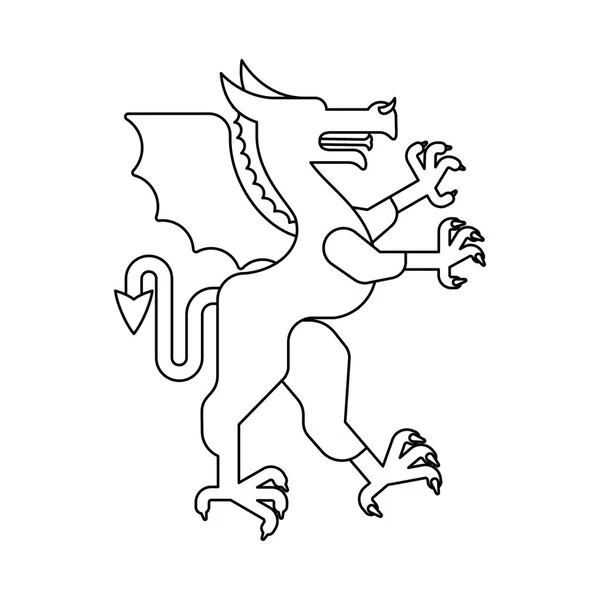 Drachen Wappentier Linearen Stil Fantastische Bestie Monster Für Wappen Heraldisches — Stockvektor