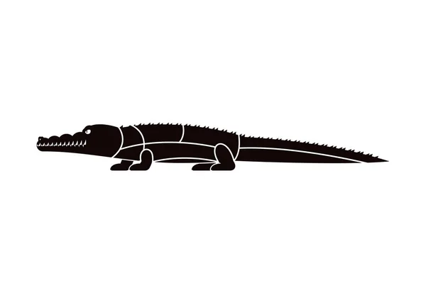 Coupe Viande Crocodile Lignes Schéma Silhouette Alligator Différentes Pièces Viande — Image vectorielle