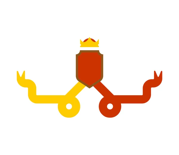 王冠紋章入りの盾 テンプレートの紋章デザイン要素 ロイヤル ファミリーとタップの紋章付き外衣 — ストックベクタ