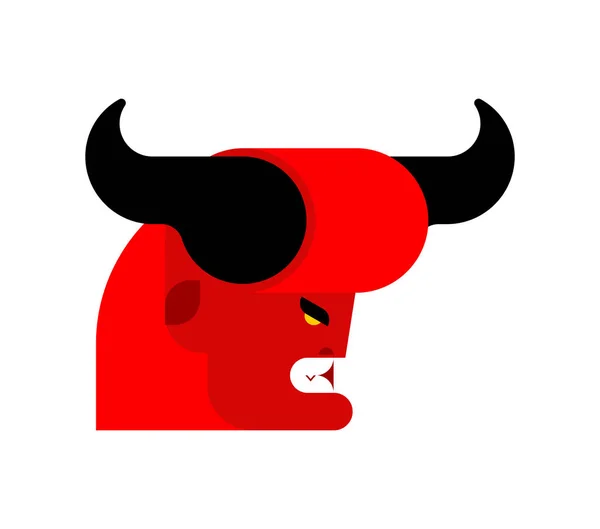 Люцифер Лицо Босс Дьявол Роговой Головой Красный Демон Рогатый Сатана — стоковый вектор