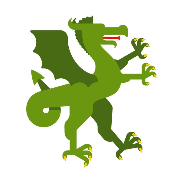 緑ドラゴン紋章動物 紋章付き外衣のモンスター 紋章デザイン要素 — ストックベクタ