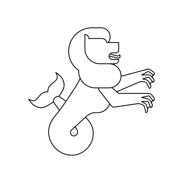 海狮纹动物的线性风格 鱼尾海狮 神奇的野兽 徽章的怪物 纹章设计元素 — 图库矢量图片