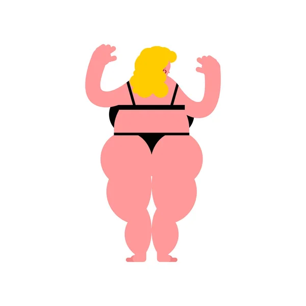 胖女人回来赤裸隔绝 超重的女性背部 — 图库矢量图片
