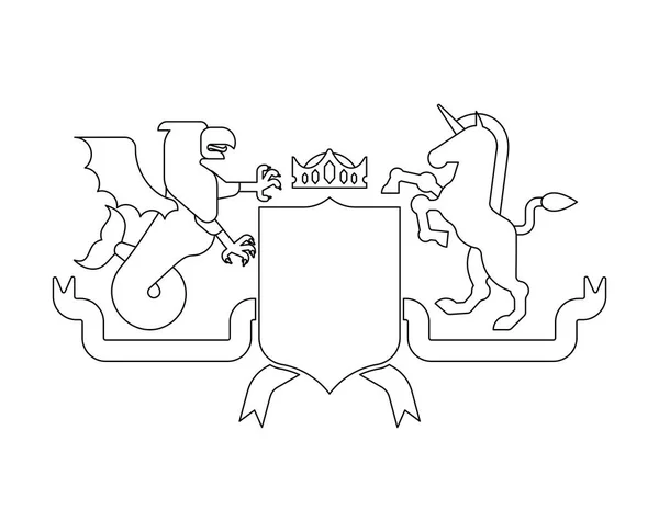 Heraldische Shield Zee Griffin Unicorn Ridder Helm Fabeldieren Sjabloon Heraldiek — Stockvector