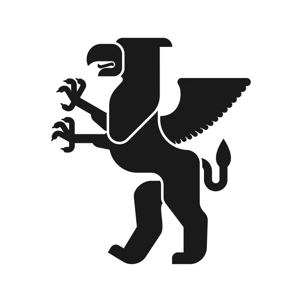 Greif Wappentier Silhouette Fantastische Bestie Monster Für Wappen Heraldisches Gestaltungselement — Stockvektor