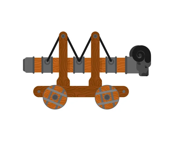 Ariete Aislado Máquina Montada Pared Arma Asedio Romaní — Vector de stock