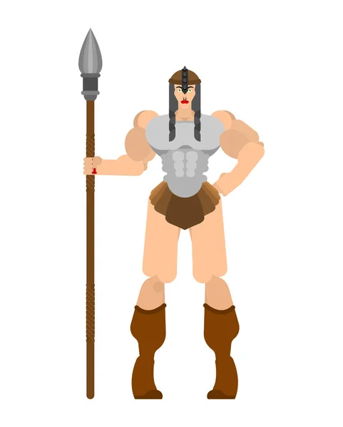 Femme Barbare Dame Viking Guerrier Féminin Fort Avec Des Armes — Image vectorielle