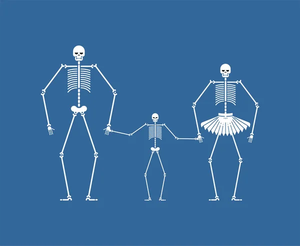 Family Skeleton Dad Mom Child Dead Family Vector Illustratio — Stock Vector