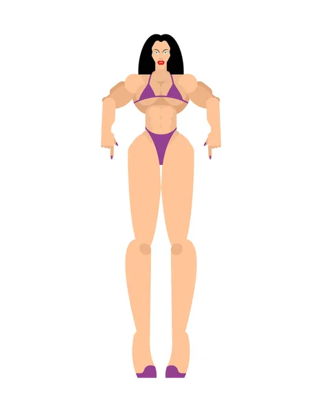 Bikini Fitness Femme Posant Beau Corps Sportif Femme Musculation Mode — Image vectorielle
