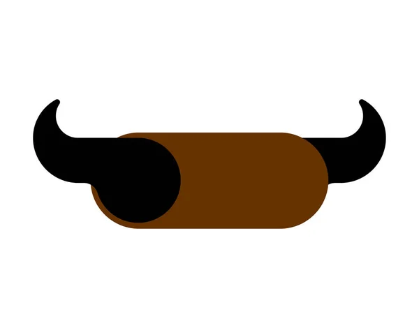 Bull Horn Samostatný Buffalo Hovězí Roh Dekorace — Stockový vektor