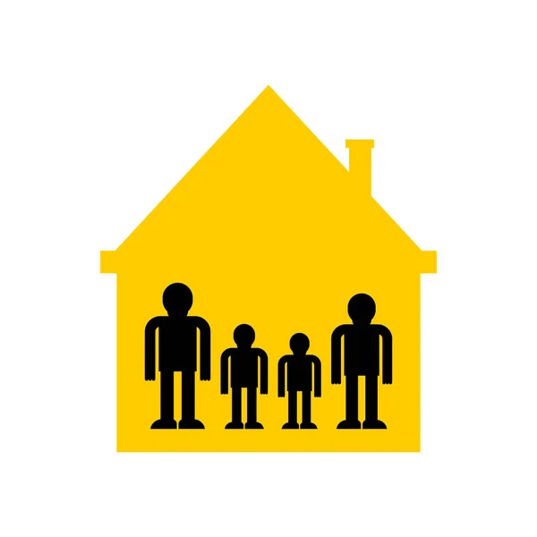 Symbole Famille Genre Dans Maison Signe Icône Parents Enfants Illustration — Image vectorielle