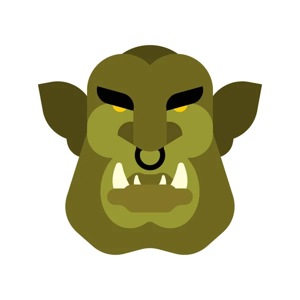 Guerrier Visage Ogre Isolé Tête Gobelin Vert Brutal Trol — Image vectorielle