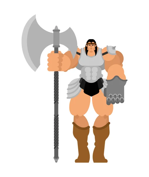 Barbare Avec Épée Guerrier Fort Avec Des Armes Grande Lame — Image vectorielle