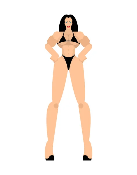 健身比基尼女性摆姿势 美丽的运动的身体妇女健美 运动肌肉模式 — 图库矢量图片