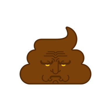 Üzgün bok. sıkıcı pislik. Huysuz kaka Emoji vektör illustratio