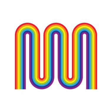 Gökkuşağı zikzak bükülmüş. Gökkuşağı ısıtma radyatör izole. Çok renkli metal radyatör Isıtma sistemleri