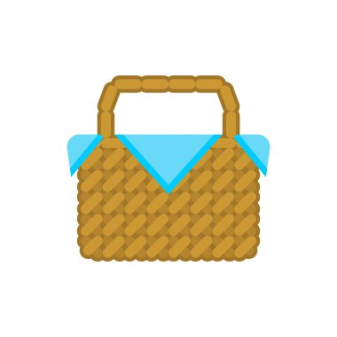 Piknik sepeti izole. Küçük kırmızı şapka sepet börek ile