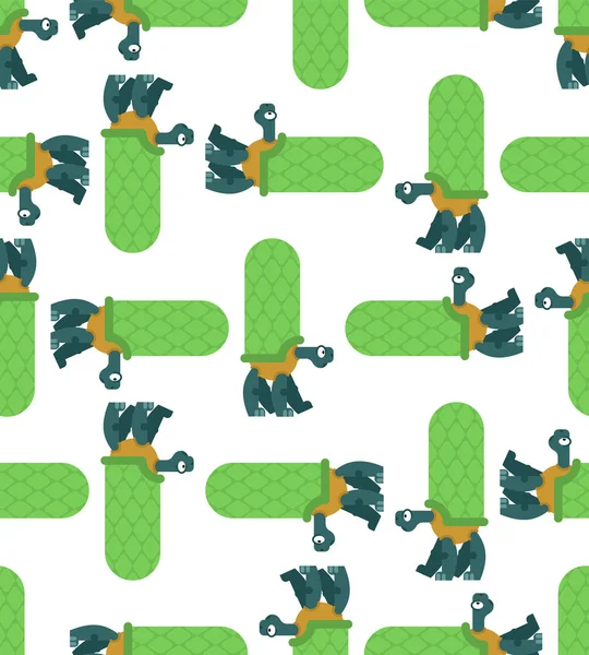 Turtle Pattern Seamless Amphibian Background Childrens Cloth Texture Animal Ornamen — Stock Vector