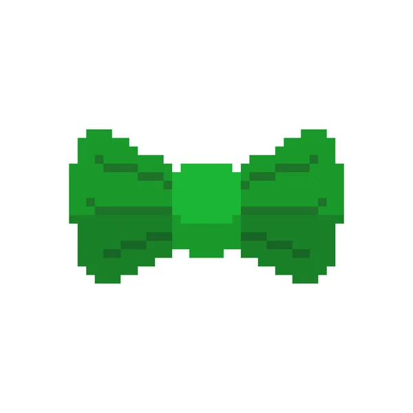 Grön Rosett Fjäril Pixelart Isolerade Patrick Day Leprechaun Kläder Modeaccessoar — Stock vektor