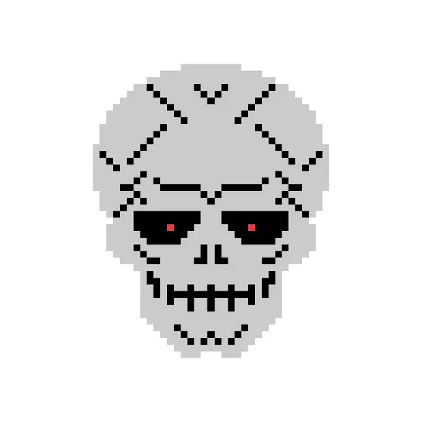 Pixel Art Crâne Métal Squelette Tête Fer — Image vectorielle