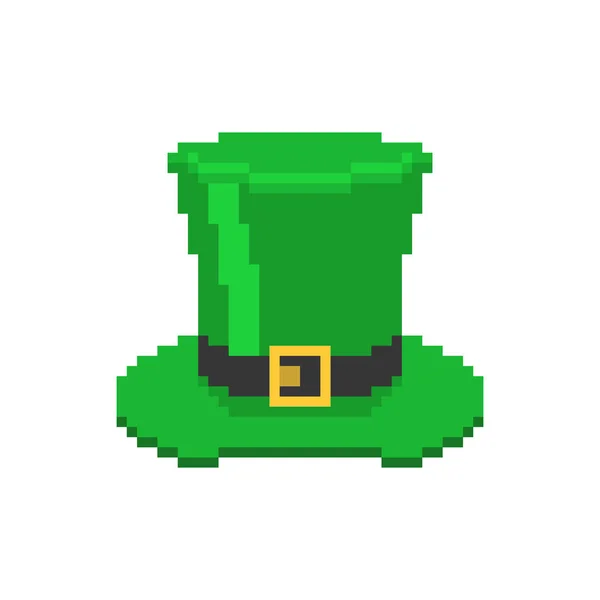 Zelená Čepice Skřítek Pixel Umění Dovolená Irsku Patrick Den Tradiční — Stockový vektor