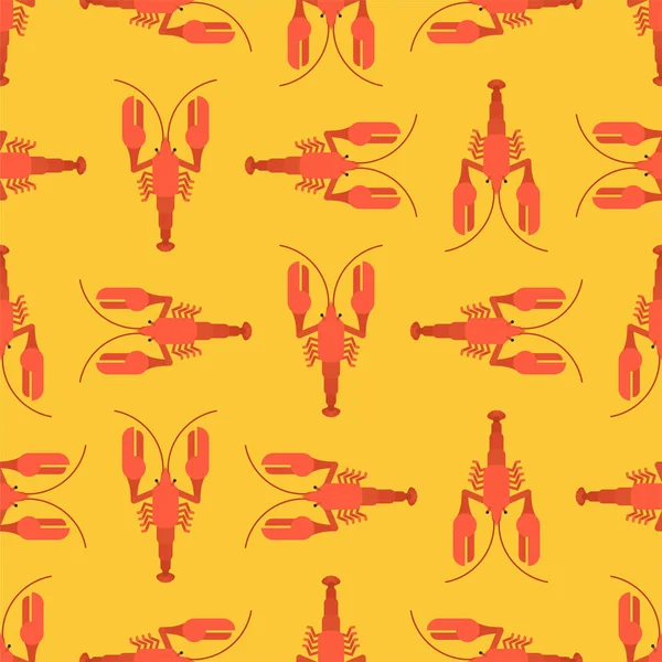 Crayfish Pattern Seamless Marine Crustacean Background Vector Illustration — Stock Vector