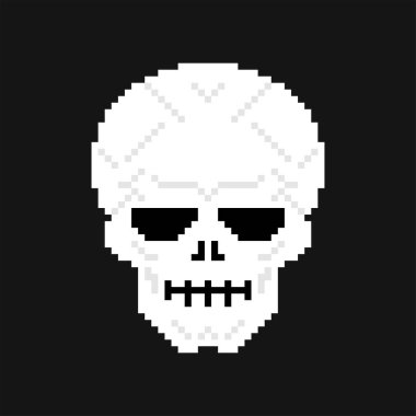 Kafatası piksel sanat. kafa iskelet 8 bit. Eski oyun grafiği
