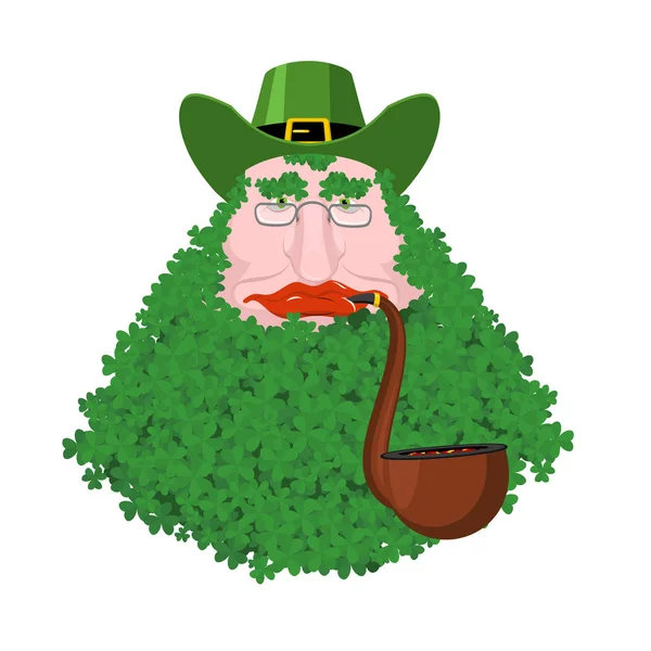 Leprechaun Skägg Shamrock Ansikte Clover Mustasch Irland Holiday Patrick Day — Stock vektor