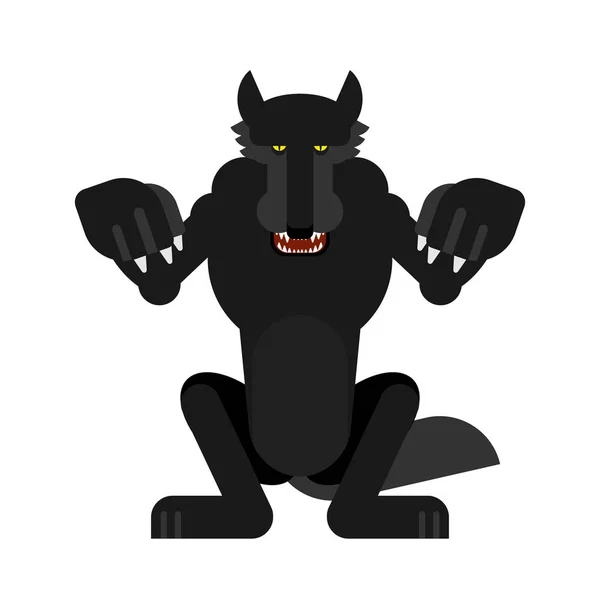 Lobo Enojado Ataque Aislado Hombre Lobo Bestia Depredadora Pie Las — Archivo Imágenes Vectoriales