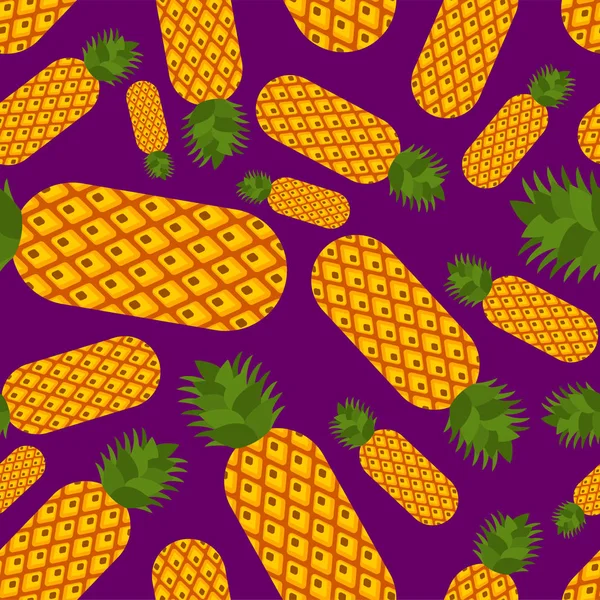 Ananas Muster Nahtlos Ananas Ornament Exotische Tropische Früchte Hintergrund — Stockvektor