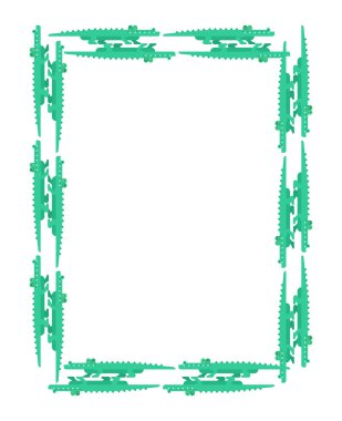 Timsah çerçeve. Timsah arka plan. Croc sürüngen vektör çizim.