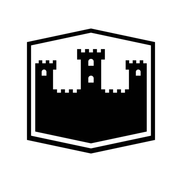 Logotipo Sinal Fortaleza Símbolo Torre Castelo Ícone Antigo Posto Avançado — Vetor de Stock