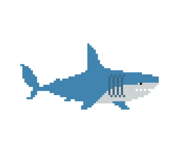 Pixel Art Requin Prédateur Marin Bits Graphismes Vieux Jeu — Image vectorielle