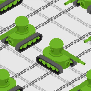 Tank izometrik tarzı desen. Savaş makinesi arka plan
