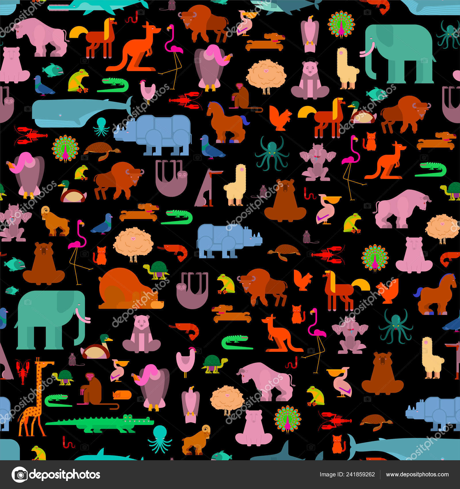 獣パターン 動物背景がシームレスです かわいい漫画 Animals Jungle と森の野生の自然 動物園 ストックベクター C Maryvalery